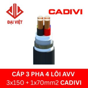 Cáp 3 pha 4 lõi AVV 3x150 + 1x70mm2 CADIVI 0,6/1KV