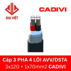 Cáp 3 pha 4 lõi AVV/DSTA 3x120 + 1x70mm2 CADIVI 0,6/1KV