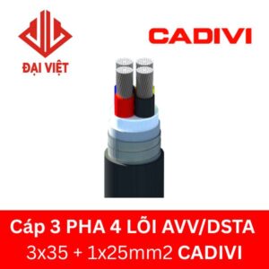 Cáp 3 pha 4 lõi AVV/DSTA 3x35 + 1x25mm2 CADIVI 0,6/1KV