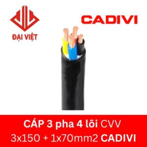 Cáp 3 pha 4 lõi CVV 3x150 + 1x70 mm2 CADIVI 0,6/1KV