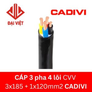 Cáp 3 pha 4 lõi CVV 3x185 + 1x120 mm2 CADIVI 0,6/1KV