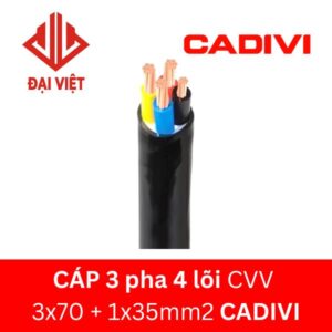 Cáp 3 pha 4 lõi CVV 3x70 + 1x35 mm2 CADIVI 0,6/1KV