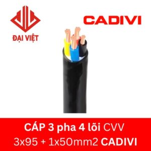 Cáp 3 pha 4 lõi CVV 3x95 + 1x50 mm2 CADIVI 0,6/1KV