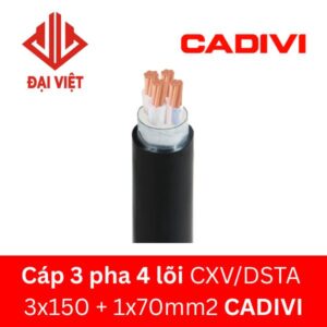 Cáp 3 pha 4 lõi CXV/DSTA 3x150 + 1x70mm2 CADIVI 0,6/1KV