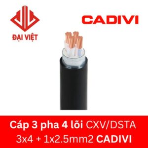 Cáp 3 pha 4 lõi CXV/DSTA 3x4 + 1x2.5mm2 CADIVI 0,6/1KV