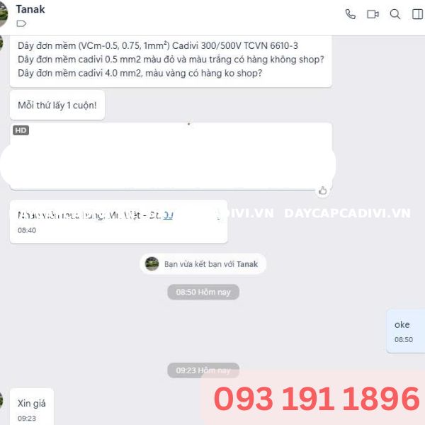 Tư vấn báo giá dây đơn mềm VCm CADIVI (VCm 0.5, VCm 0.75, VCm 1, VCm 4.0)
