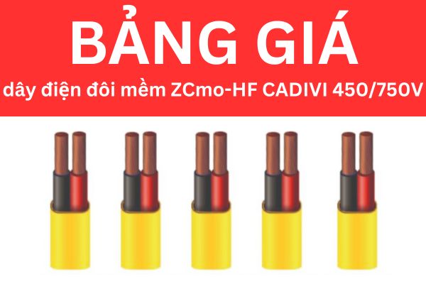 Bảng giá dây điện đôi mềm ZCmo-HF CADIVI 450/750V