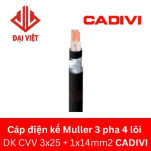 Cáp điện kế Muller 3 pha 4 lõi DK-CVV 3x25 + 1x14mm2 CADIVI 0,6/1KV