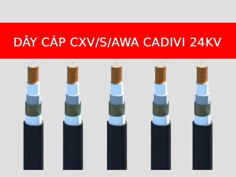 Dây cáp CXV/S/AWA CADIVI 1 lõi đồng trung thế 24KV, cách điện XLPE, vỏ PVC