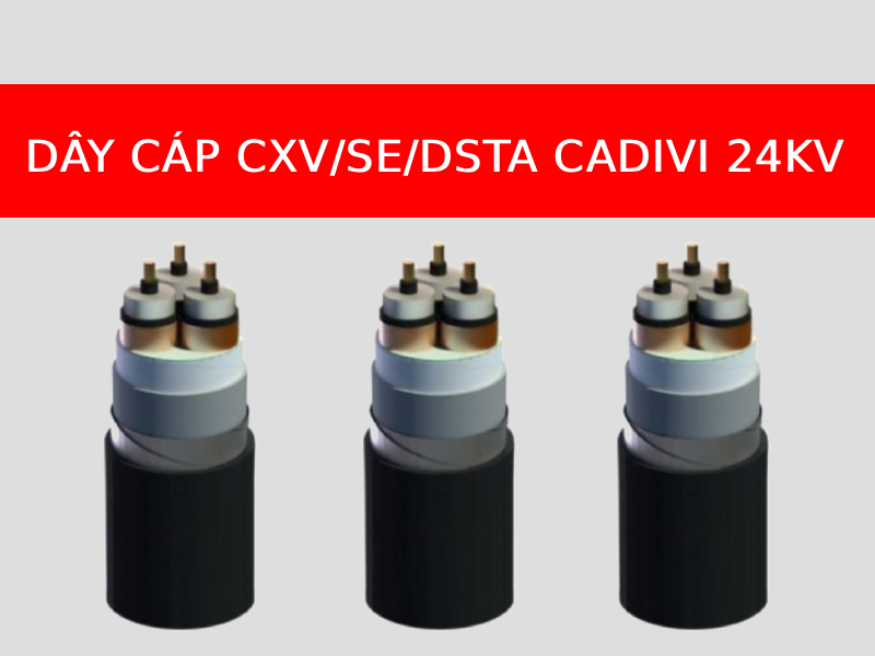 Dây cáp CXV/SE/DSTA CADIVI 24KV, 3 lõi, ruột đồng, cách điện XLPE, vỏ PVC