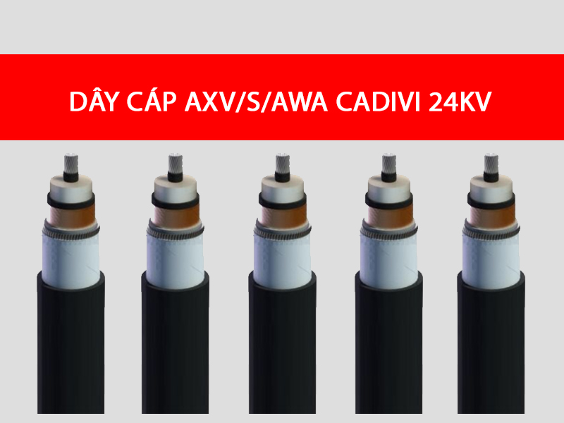 Dây cáp AXV/S/AWA CADIVI 24kV, loại 1 lõi, ruột nhôm, cách điện XLPE, vỏ PVC, màn chắn AWA
