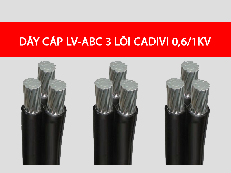 Dây cáp LV-ABC 3 lõi CADIVI, ruột nhôm, cách điện XLPE, vặn xoắn hạ thế
