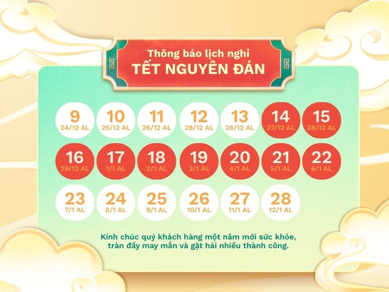 THÔNG BÁO NGHỈ TẾT NGUYÊN ĐÁN BÍNH NGỌ 2026