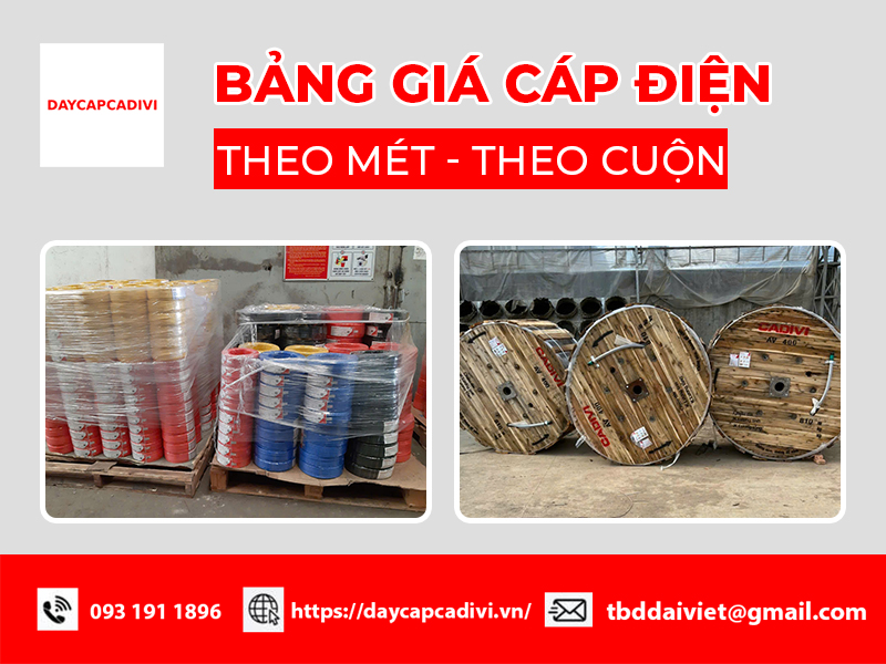 Bảng giá cáp điện theo mét theo cuộn chi tiết