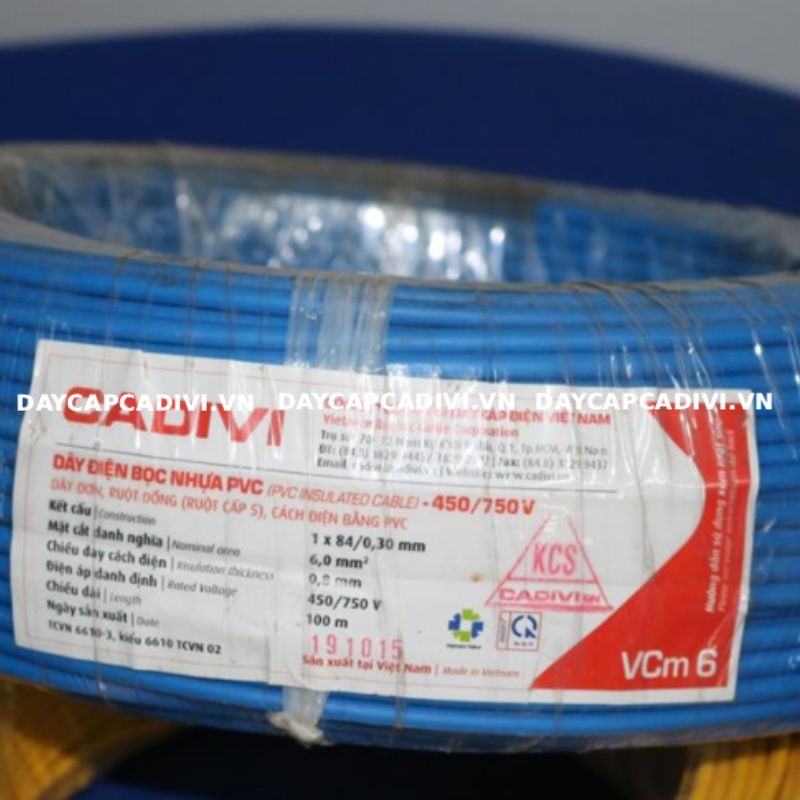 Dây điện bọc nhựa PVC VCm 6mm2 CADIVI