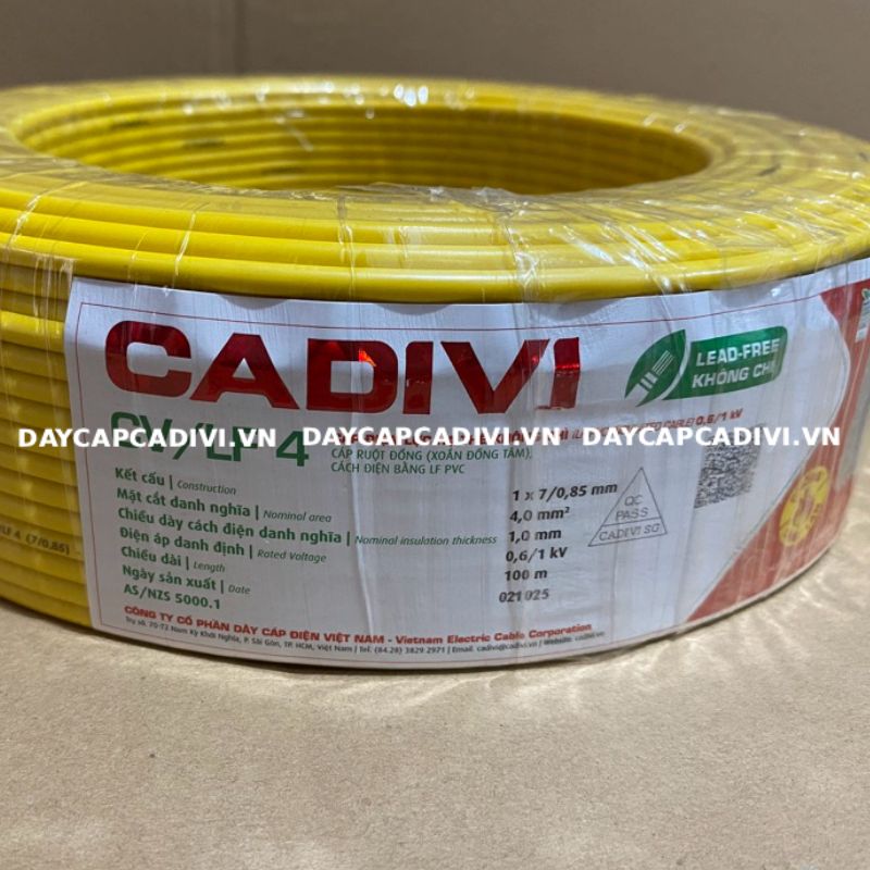 Giá dây điện 4.0mm2 CADIVI mới nhất 2026 – Bảng giá chi tiết