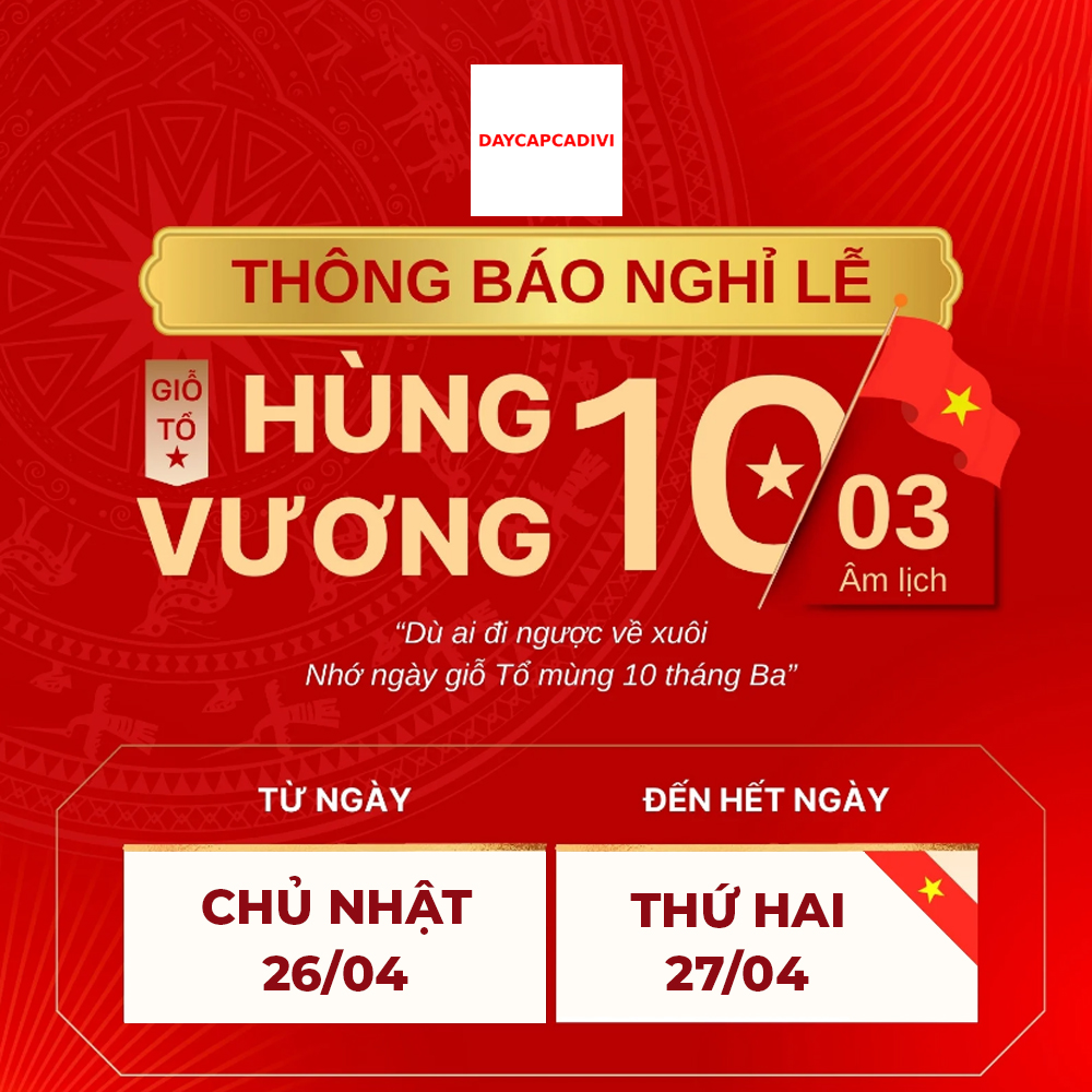Thông báo lịch nghỉ giỗ tổ Hùng Vương 10 3 âm lịch năm 2026