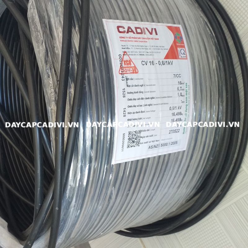 Đơn giá cáp điện 16mm2 CADIVI 2026 Báo giá sỉ & Chiết khấu 35%