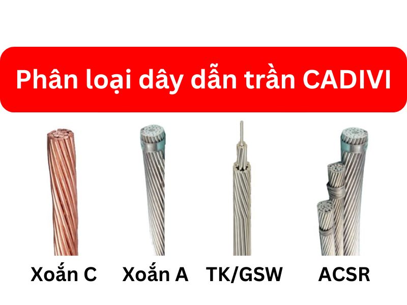 Phân Loại Dây Dẫn Trần CADIVI gồm ACSR, C, A, TK/GSW