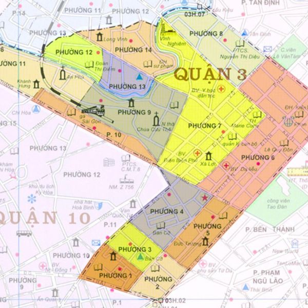 Bản đồ các phường trực thuộc Quận 3 sau sát nhập