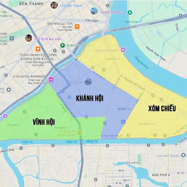 Bản đồ các phường trực thuộc Quận 4 sau sát nhập