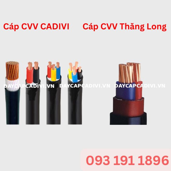 So sánh cáp CVV CADIVI và cáp CVV Thăng Long chi tiết nhất
